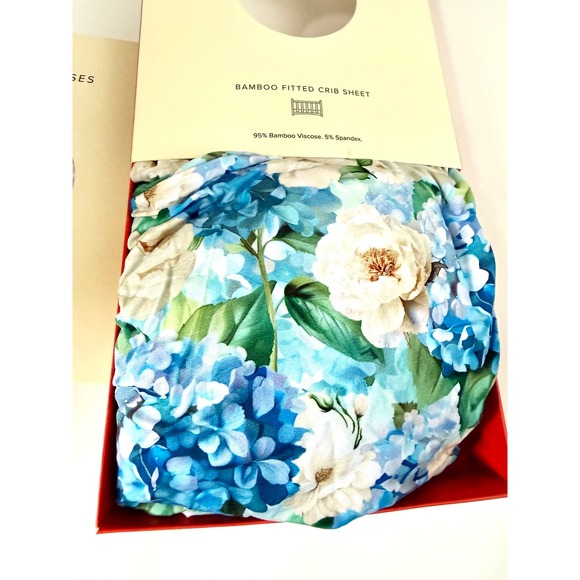 Bums & Roses Bamboo Fitted Crib Sheet & Changing Pad Cover Once in a Blue Bloom - Picture 3 of 5